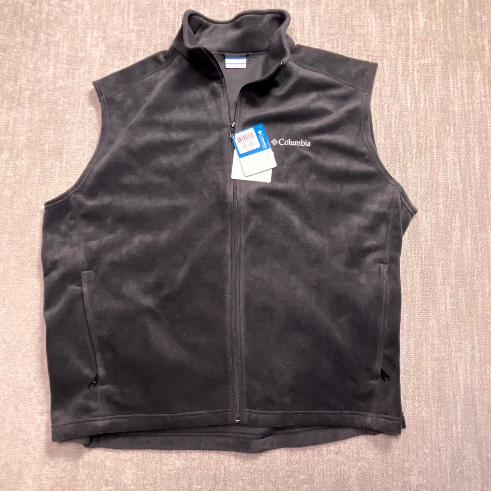 Columbia Steens Mountain Fleece Vest Mens 2XL Charcoal Gray Embroidered Full Zip
